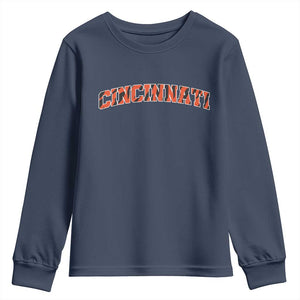 Vintage BFT Football Youth Sweatshirt Retro Sports Style 80s 90s Cincy Cin City TS10 Navy Print Your Wear