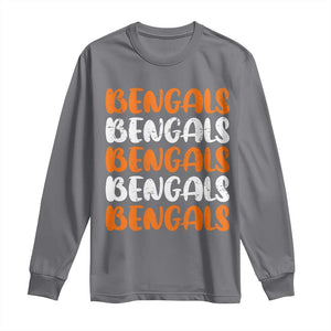 Vintage Bengal Long Sleeve Shirt Retro Novelty 90s Style TS10 Charcoal Print Your Wear