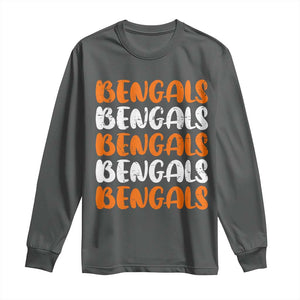 Vintage Bengal Long Sleeve Shirt Retro Novelty 90s Style TS10 Dark Heather Print Your Wear