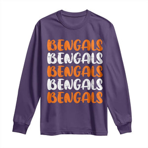 Vintage Bengal Long Sleeve Shirt Retro Novelty 90s Style TS10 Purple Print Your Wear