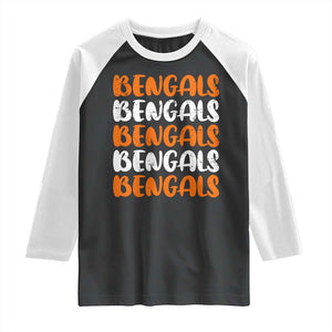 Vintage Bengal Raglan Shirt Retro Novelty 90s Style TS10 Black White Print Your Wear