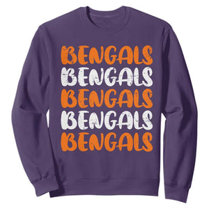 Vintage Bengal Sweatshirt Retro Novelty 90s Style TS10 Purple Print Your Wear