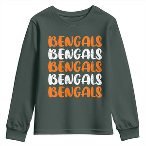 Vintage Bengal Youth Sweatshirt Retro Novelty 90s Style TS10 Dark Forest Green Print Your Wear