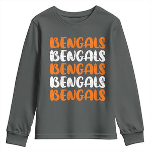 Vintage Bengal Youth Sweatshirt Retro Novelty 90s Style TS10 Dark Heather Print Your Wear