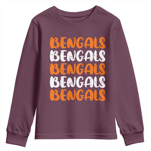 Vintage Bengal Youth Sweatshirt Retro Novelty 90s Style TS10 Maroon Print Your Wear