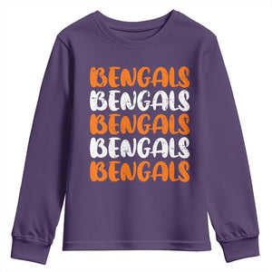 Vintage Bengal Youth Sweatshirt Retro Novelty 90s Style TS10 Purple Print Your Wear