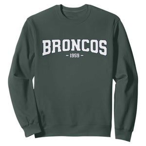 Vintage Broncos Sweatshirt Classic Game Day Print Retro Varsity Football TS10 Dark Forest Green Print Your Wear