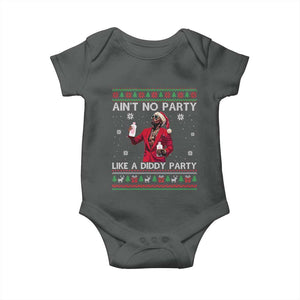 Funny Ugly Christmas Baby Onesie Aint No Party Like A Diddy Party TS10 Dark Heather Print Your Wear