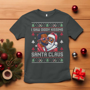 Funny Christmas T Shirt Funy Dirty I Saw Diddy Kissing Santa Claus Ugly Xmas Sweater TS10 Dark Heather Print Your Wear