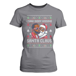 Funny Christmas T Shirt For Women Funy Dirty I Saw Diddy Kissing Santa Claus Ugly Xmas Sweater TS10 Charcoal Print Your Wear