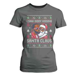 Funny Christmas T Shirt For Women Funy Dirty I Saw Diddy Kissing Santa Claus Ugly Xmas Sweater TS10 Dark Heather Print Your Wear