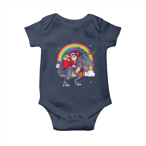 Christmas Santa Riding Dinosaur Deer Xmas Baby Onesie TS10 Navy Print Your Wear