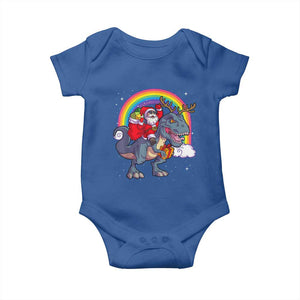 Christmas Santa Riding Dinosaur Deer Xmas Baby Onesie TS10 Royal Blue Print Your Wear
