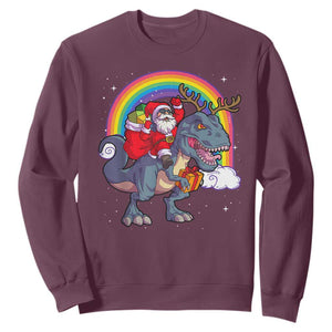 Christmas Santa Riding Dinosaur Deer Xmas Sweatshirt TS10 Maroon Print Your Wear
