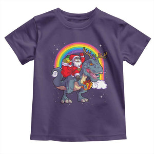Christmas Santa Riding Dinosaur Deer Xmas Toddler T Shirt TS10 Purple Print Your Wear