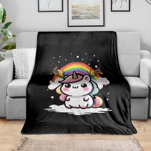 Unicorn Christmas Throw Blanket Cute Xmas Girls Rainbow TS10 Print Your Wear