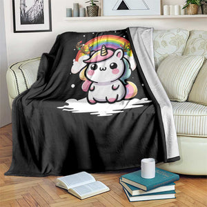 Unicorn Christmas Throw Blanket Cute Xmas Girls Rainbow TS10 Print Your Wear
