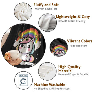Unicorn Christmas Throw Blanket Cute Xmas Girls Rainbow TS10 Print Your Wear