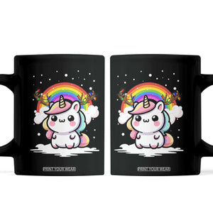 Unicorn Christmas Coffee Mug Cute Xmas Girls Rainbow TS10 Black Print Your Wear
