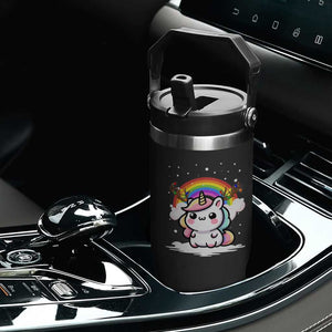 Unicorn Christmas Flip Straw Tumbler Cute Xmas Girls Rainbow TS10 Print Your Wear
