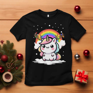 Unicorn Christmas T Shirt Cute Xmas Girls Rainbow TS10 Black Print Your Wear