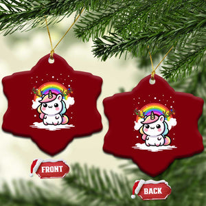 Unicorn Christmas Ceramic Ornament Cute Xmas Girls Rainbow TS10 Print Your Wear