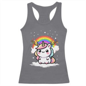 Unicorn Christmas Racerback Tank Top Cute Xmas Girls Rainbow TS10 Charcoal Print Your Wear