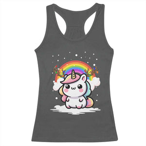 Unicorn Christmas Racerback Tank Top Cute Xmas Girls Rainbow TS10 Dark Heather Print Your Wear