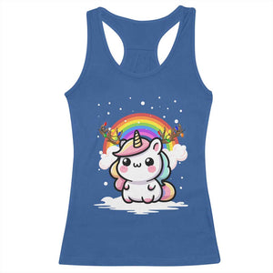 Unicorn Christmas Racerback Tank Top Cute Xmas Girls Rainbow TS10 Royal Blue Print Your Wear