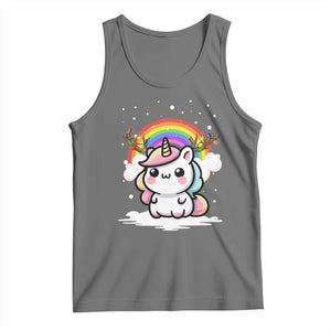 Unicorn Christmas Tank Top Cute Xmas Girls Rainbow TS10 Black Heather Print Your Wear