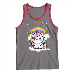 Unicorn Christmas Tank Top Cute Xmas Girls Rainbow TS10 Deep Heather Red Print Your Wear