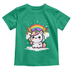 Unicorn Christmas Toddler T Shirt Cute Xmas Girls Rainbow TS10 Irish Green Print Your Wear