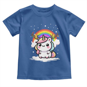 Unicorn Christmas Toddler T Shirt Cute Xmas Girls Rainbow TS10 Royal Blue Print Your Wear
