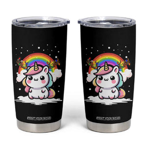 Unicorn Christmas Tumbler Cup Cute Xmas Girls Rainbow TS10 Black Print Your Wear