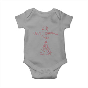 Funny Christmas Baby Onesie Ugly Tree Hand Drawn TS10 Sport Gray Print Your Wear