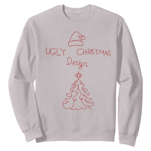 Funny Christmas Sweatshirt Ugly Tree Hand Drawn TS10 Ice Gray Print Your Wear