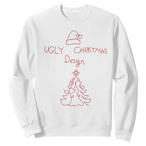 Funny Christmas Sweatshirt Ugly Tree Hand Drawn TS10 White Print Your Wear