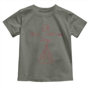 Funny Christmas Toddler T Shirt Ugly Tree Hand Drawn TS10 Military Green Print Your Wear