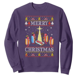 Funny Christmas Sweatshirt Merry Glizzmas Ugly Xmas TS10 Purple Print Your Wear