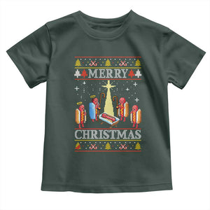 Funny Christmas Toddler T Shirt Merry Glizzmas Ugly Xmas TS10 Dark Forest Green Print Your Wear