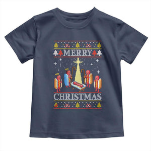 Funny Christmas Toddler T Shirt Merry Glizzmas Ugly Xmas TS10 Navy Print Your Wear