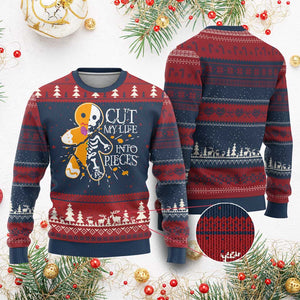 Gingerbread Xmas Ugly Christmas Sweater Cut My Life Into Pieces Goth Black Aesthetics TS10 Burgundy Print Your Wear