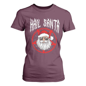 Hail Santa Christmas T Shirt For Women Goth Christmas Horror Lover Gift TS10 Maroon Print Your Wear