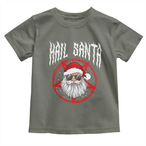 Hail Santa Christmas Toddler T Shirt Goth Christmas Horror Lover Gift TS10 Military Green Print Your Wear