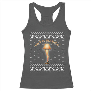 Funny Christmas Movie Racerback Tank Top Glorious Leg Lamp Ugly Gift TS10 Dark Heather Print Your Wear