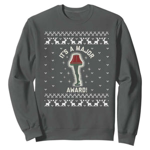 Funny Christmas Movie Sweatshirt It's A Major Award Leg Lamp Ugly Gift TS10 Dark Heather Print Your Wear