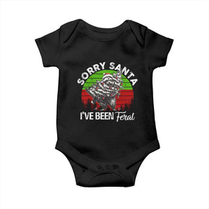 Raccoon Christmas Baby Onesie Sorry Santa I've Been Feral Retro Xmas Tree TS10 Black Print Your Wear