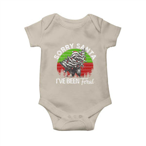 Raccoon Christmas Baby Onesie Sorry Santa I've Been Feral Retro Xmas Tree TS10 Sand Print Your Wear
