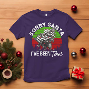 Raccoon Christmas T Shirt Sorry Santa I've Been Feral Retro Xmas Tree TS10 Purple Print Your Wear