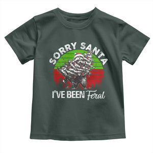 Raccoon Christmas Toddler T Shirt Sorry Santa I've Been Feral Retro Xmas Tree TS10 Dark Forest Green Print Your Wear
